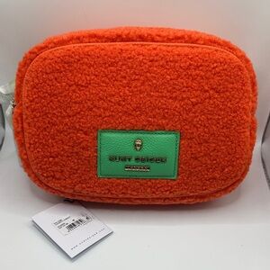 Kurt Geiger Chiswick Camera Orange Sherpa Bag with Green Patch Crossbody